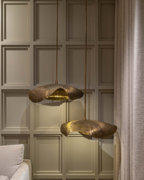 Lotus leaf lights in brass