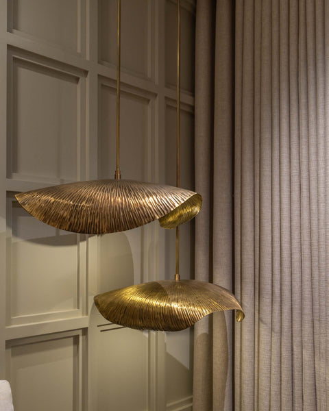 Lotus leaf lights in brass