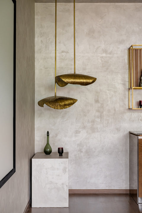 Lotus leaf lights in brass